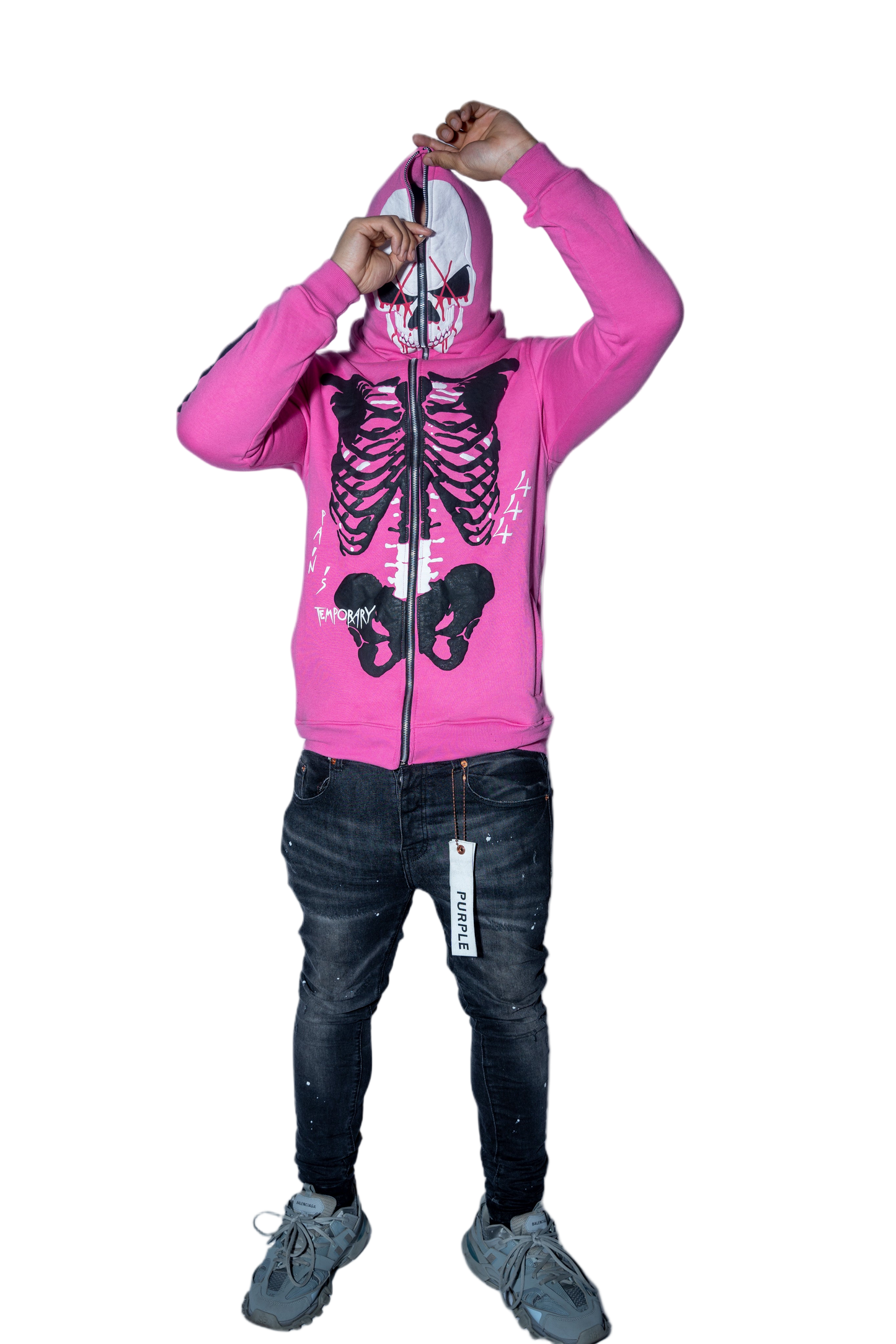 Skull Survivor Full-Zip Hoodie (Pink)