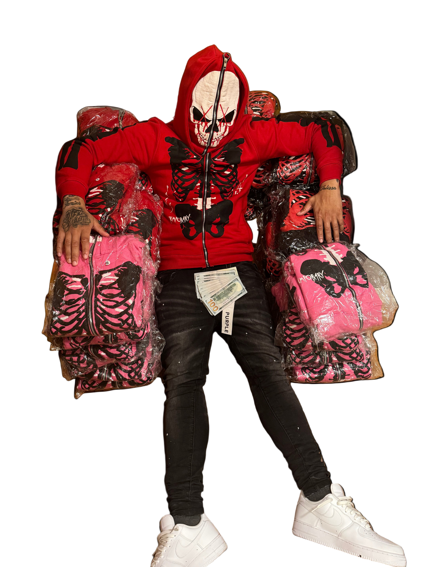 Skull Survivor Full-Zip Hoodie (Red)