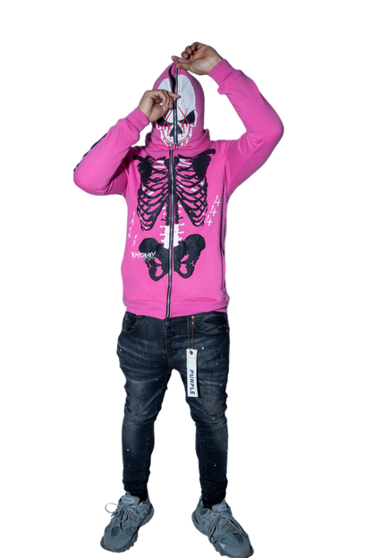 Skull Survivor Full-Zip Hoodie (Pink)