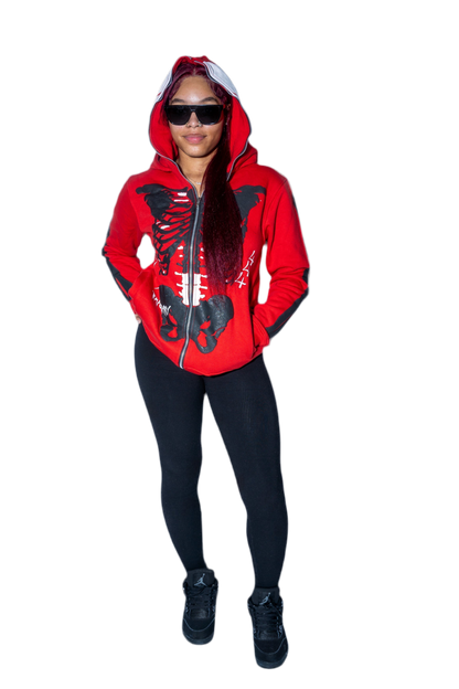 Skull Survivor Full-Zip Hoodie (Red)