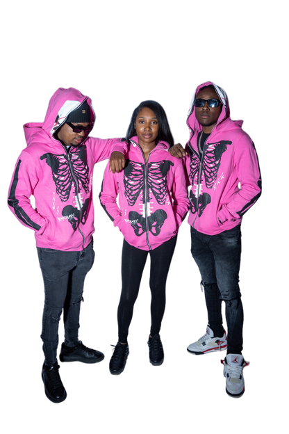 Skull Survivor Full-Zip Hoodie (Pink)