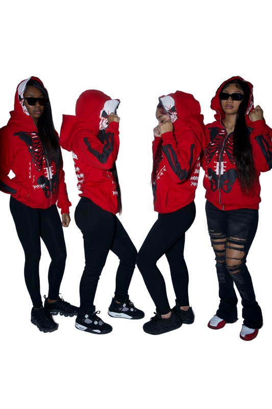 Skull Survivor Full-Zip Hoodie (Red)